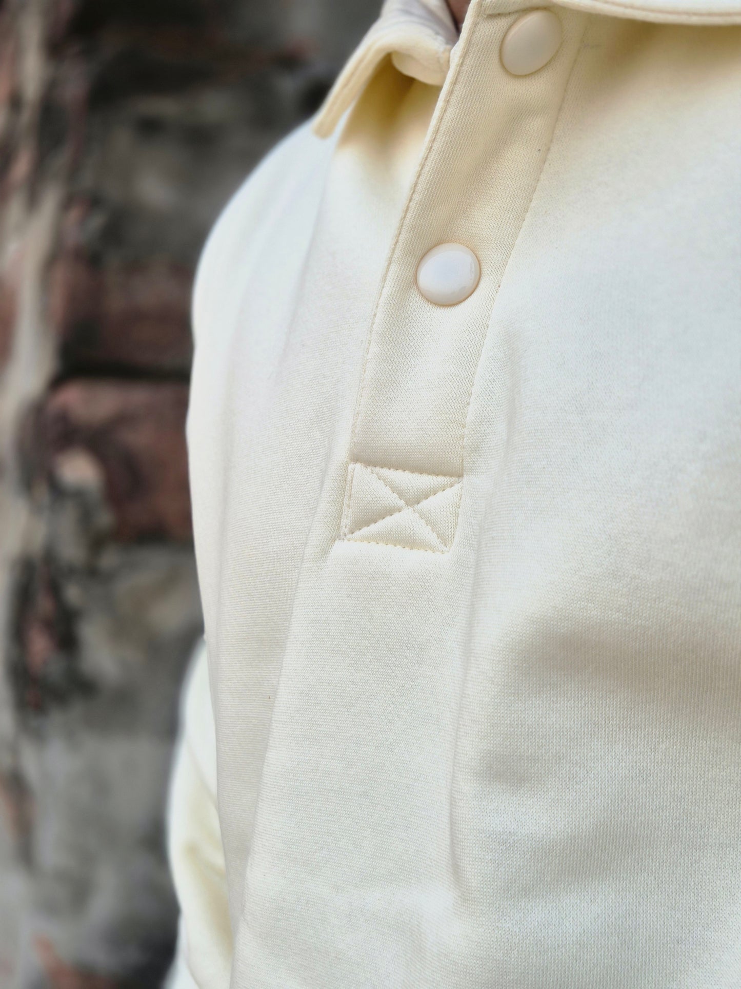 White Half-Button Premium Sweatshirt