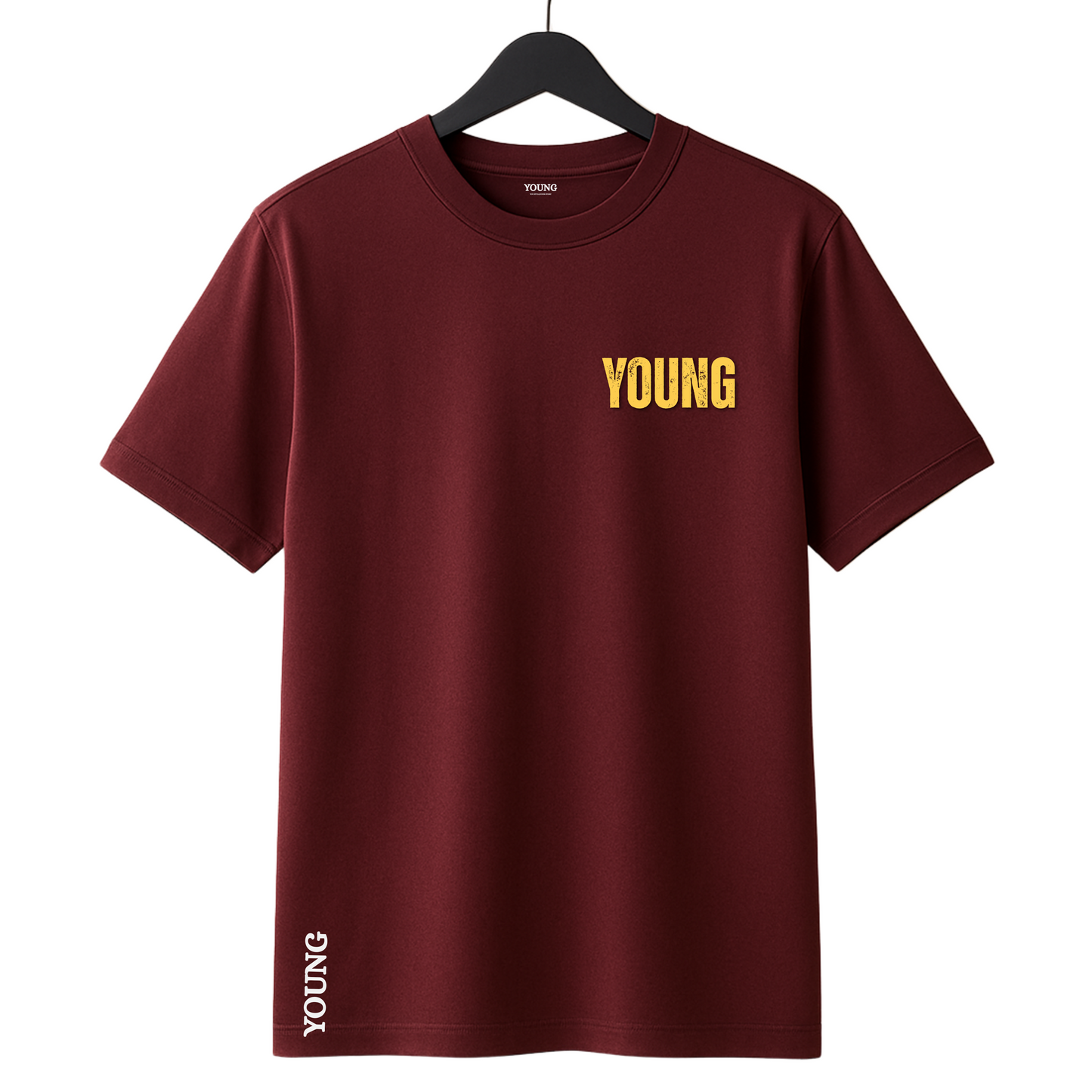 Young with flying feather printed t-shirt in superior quality
