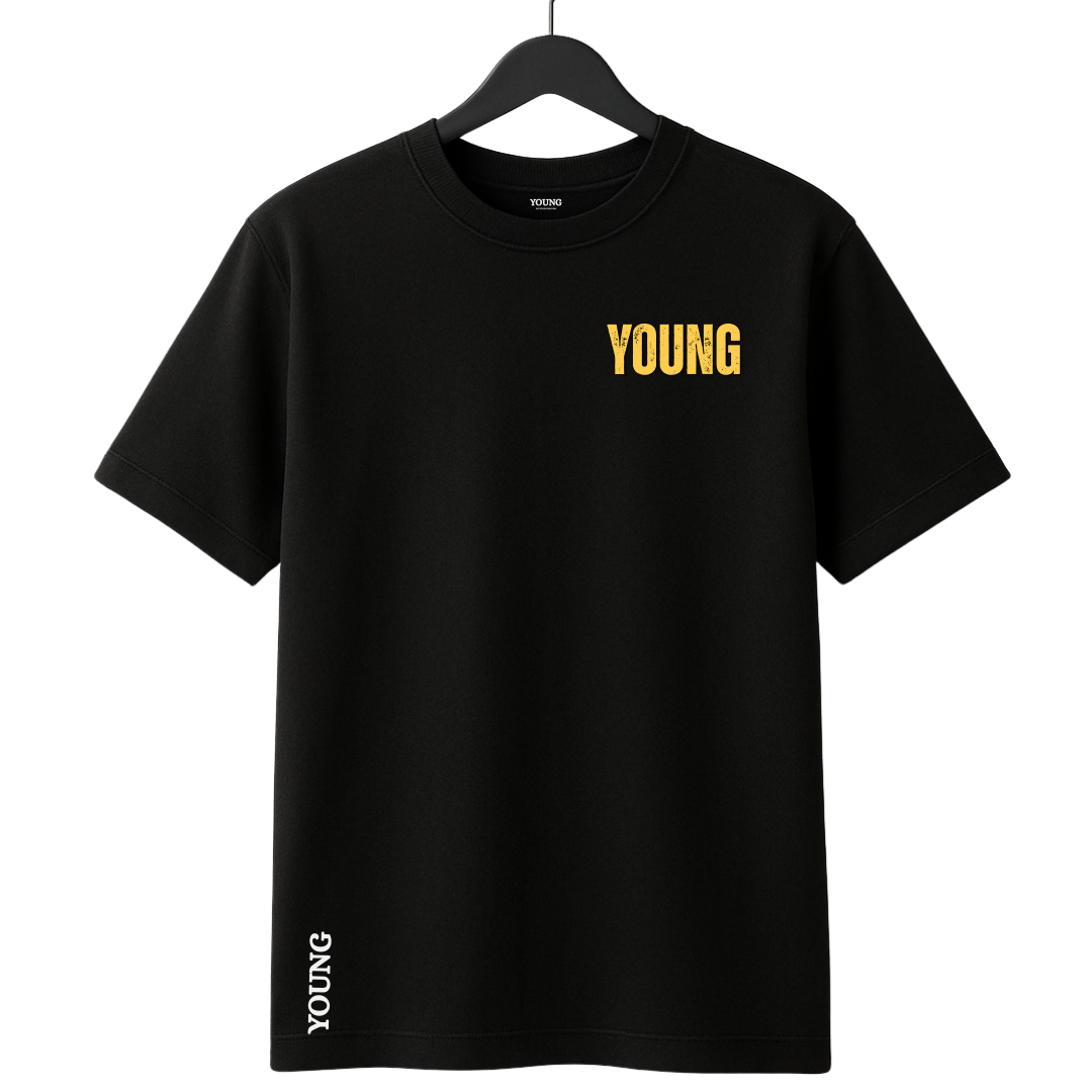 Young with flying feather printed t-shirt in superior quality