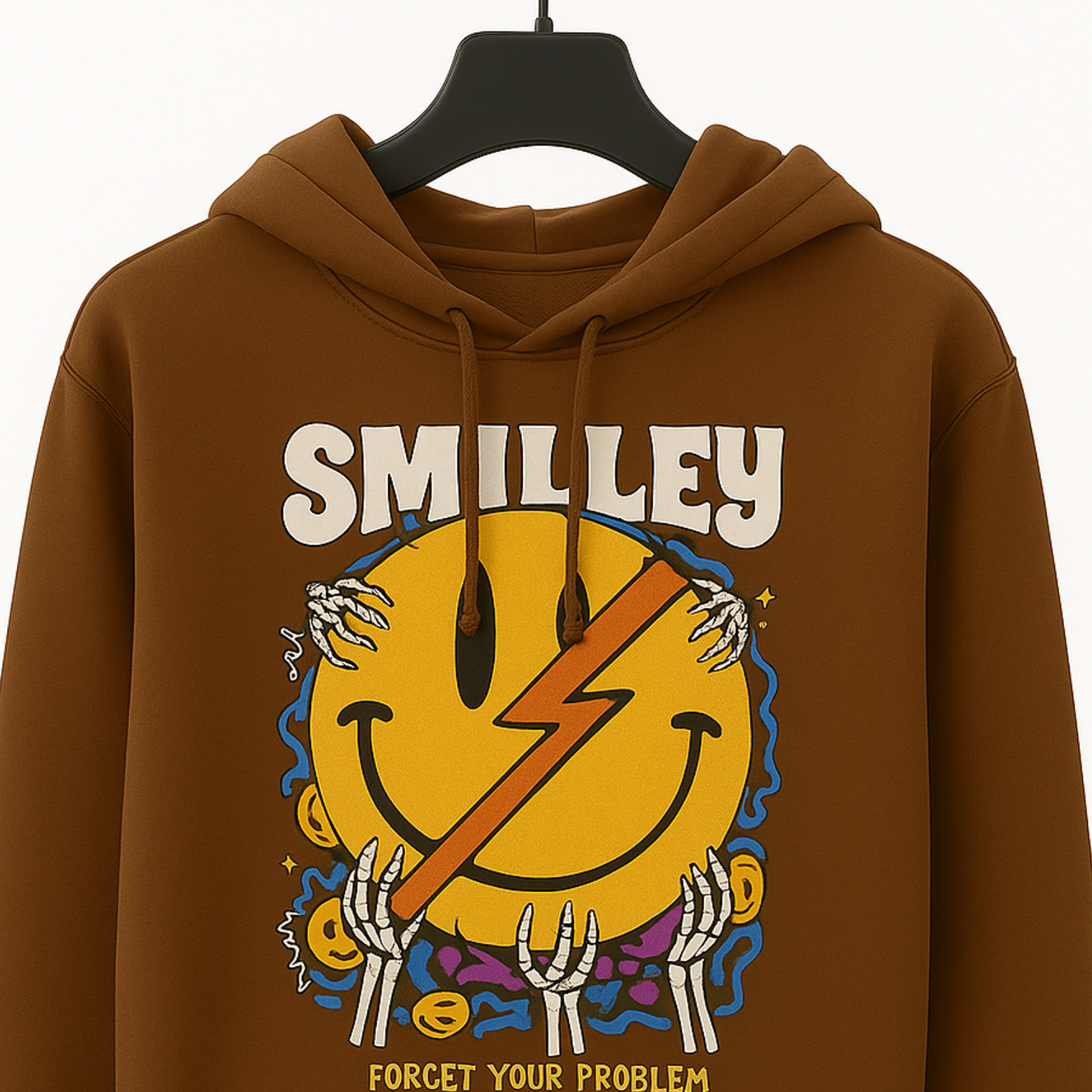 Smile Printed Brown Hoodie – Cozy & Stylish Everyday Wear