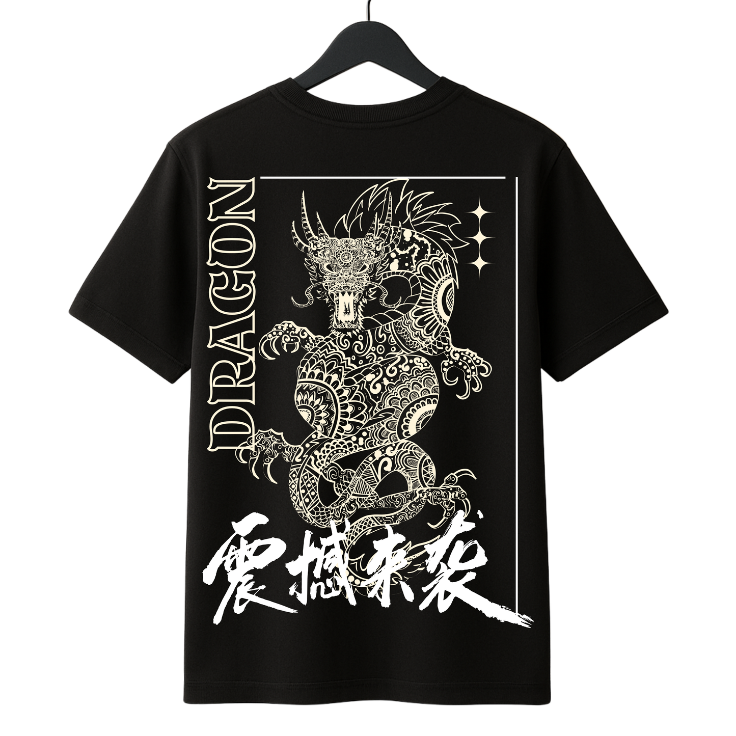 A big Dragon on back printed on t-shirt