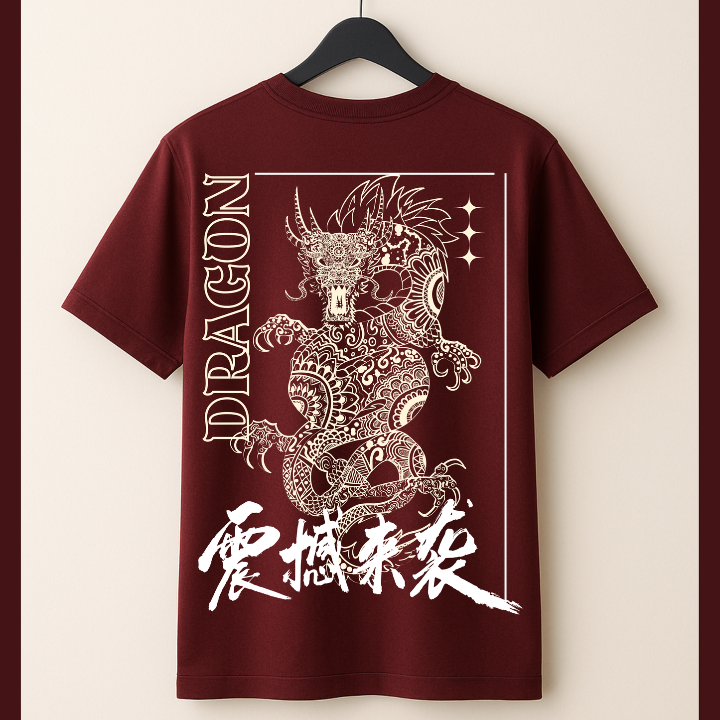 A big Dragon on back printed on t-shirt
