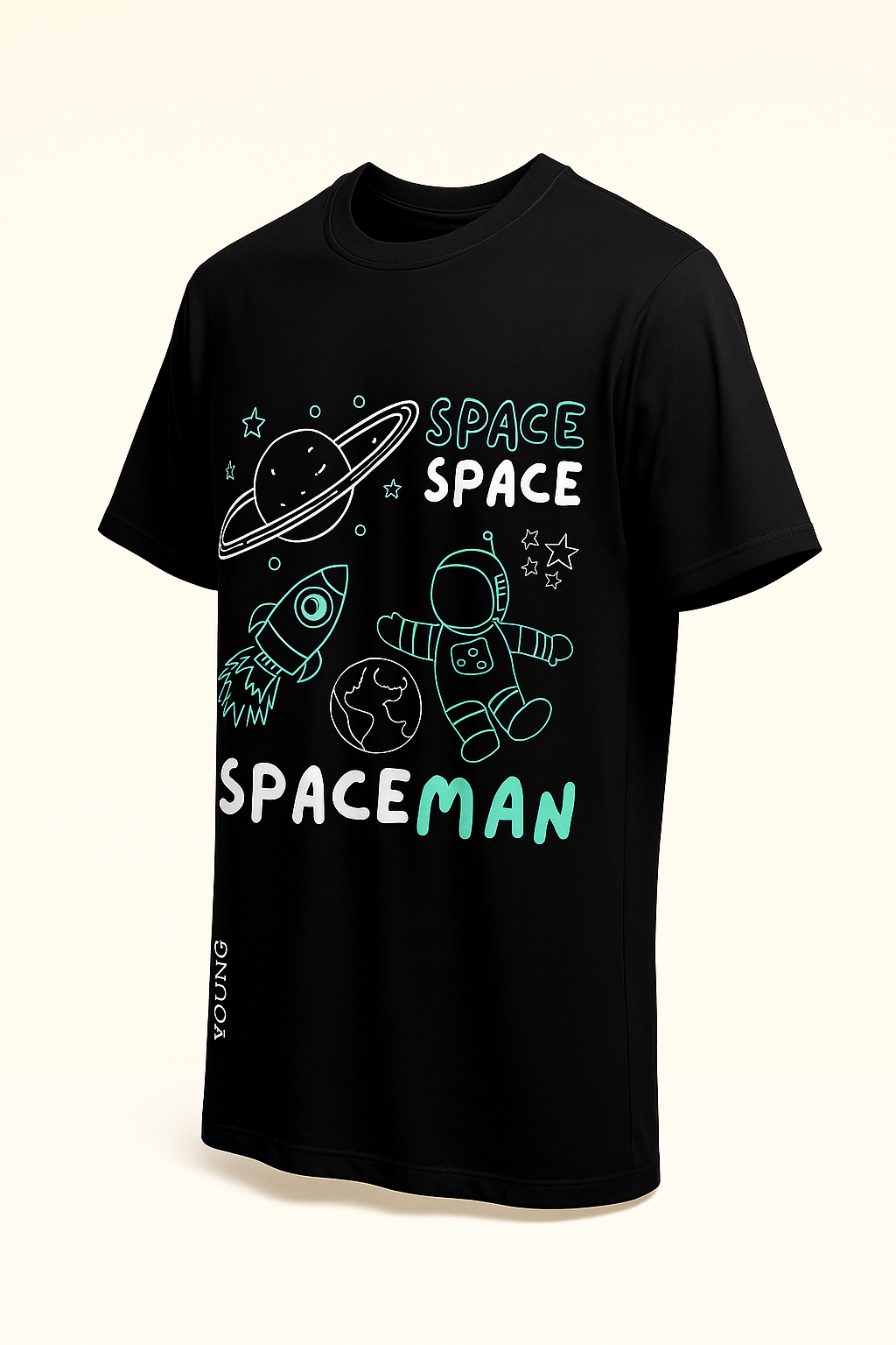 Space man colour full unique printed design on cotton lycra fabric