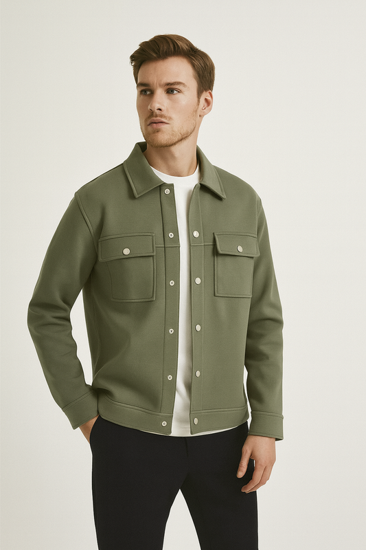 Double pocket Olive Green Premium Cotton Shacket